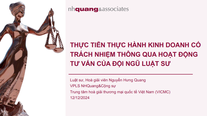 Slide: Thực tiễn thực hành kinh doanh có trách nhiệm thông qua hoạt động tư vấn của đội ngũ luật sư